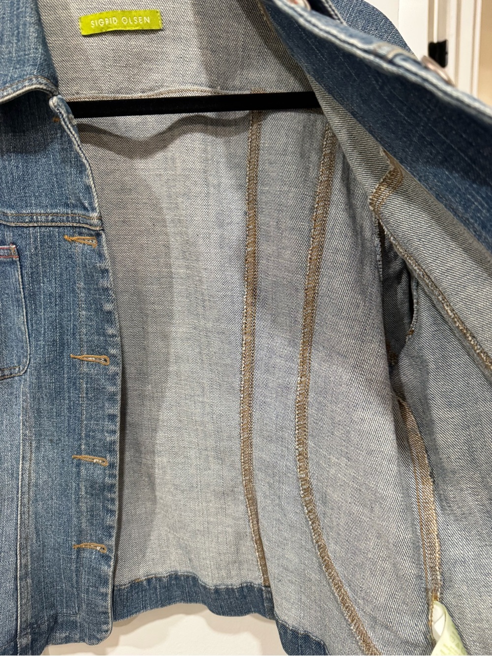 Sigrid Olsen Blue Denim Jacket with Subtle Orange Trim - Picture 5 of 7